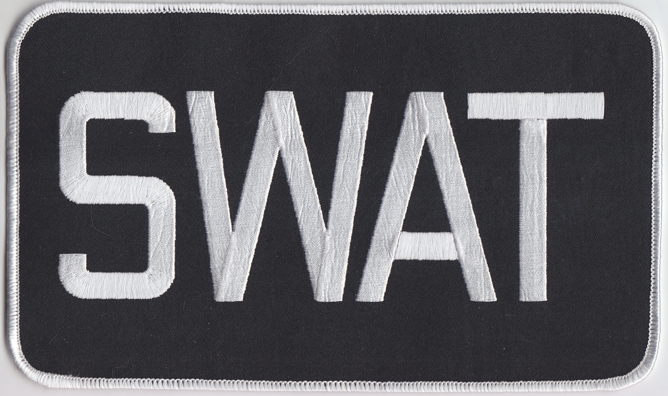 SWAT Silver on Black Back Panel Patch 9 X 5 (8 1/2 wide by 5" high)